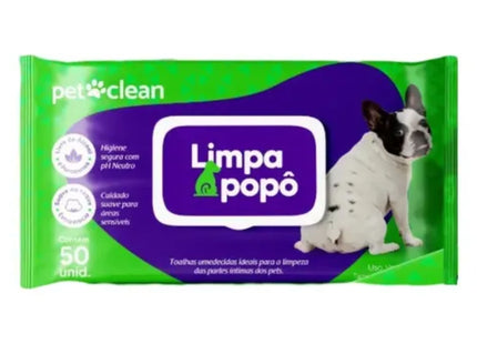 Toalhas Umedecidas Limpa Face Pet Clean com 50 Unidades