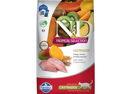 Ração N&D Tropical Selection Gatos Adultos Castrados Sabor Frango