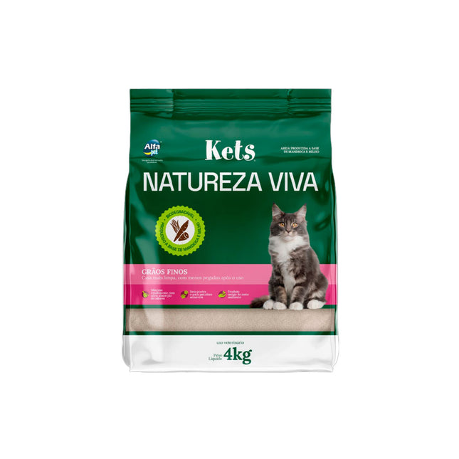 Areia Sanitária Kets Natureza Viva Grãos Finos