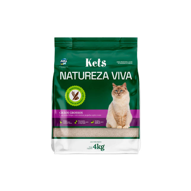 Areia Sanitária Kets Natureza Viva Grãos Grossos