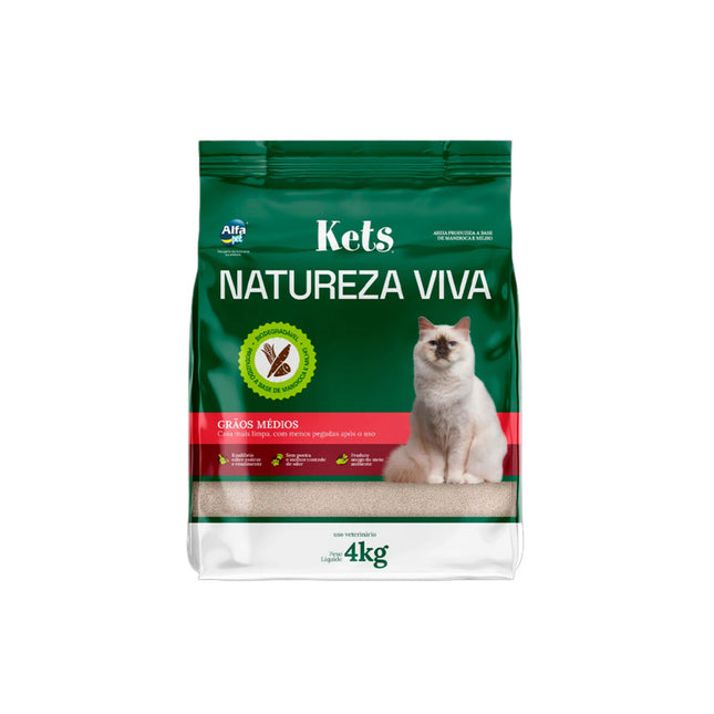 Areia Sanitária Kets Natureza Viva Grãos Médios