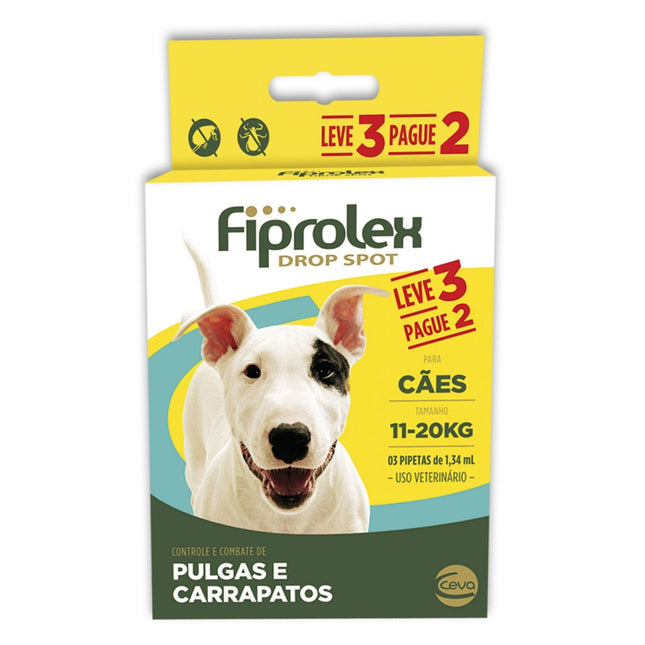 Antipulgas e Carrapatos Fiprolex Drop Spot para Cães de 11 a 20 kg- Leve 3 Pague 2
