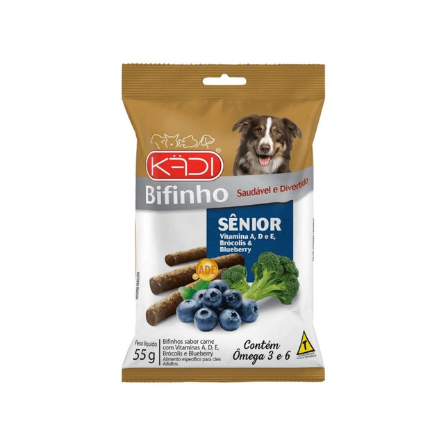 Petisco Kadi Bifinho Sênior Vitaminas A, D e E Brócolis e Blueberry 55g