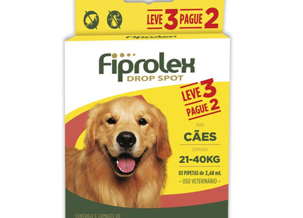 Antipulgas e Carrapatos Fiprolex Drop Spot para Cães de 21 a 40 kg Leve 3 Pague 2