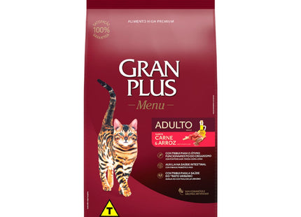 Ração Seca GranPlus Menu Gatos Adultos Sabor Carne e Arroz
