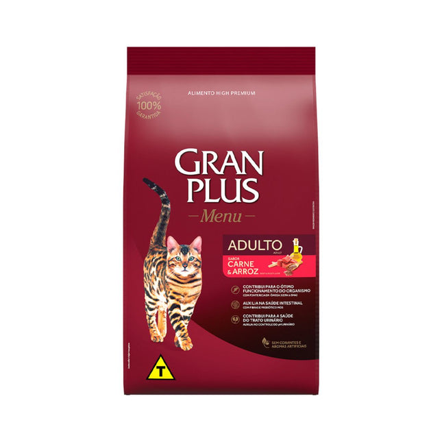 Ração Seca GranPlus Menu Gatos Adultos Sabor Carne e Arroz