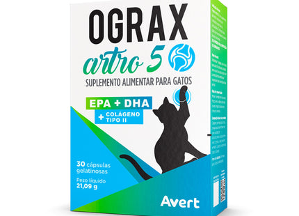 Ograx Artro 5 – Suplemento Articular para Gatos – 30 Cápsulas