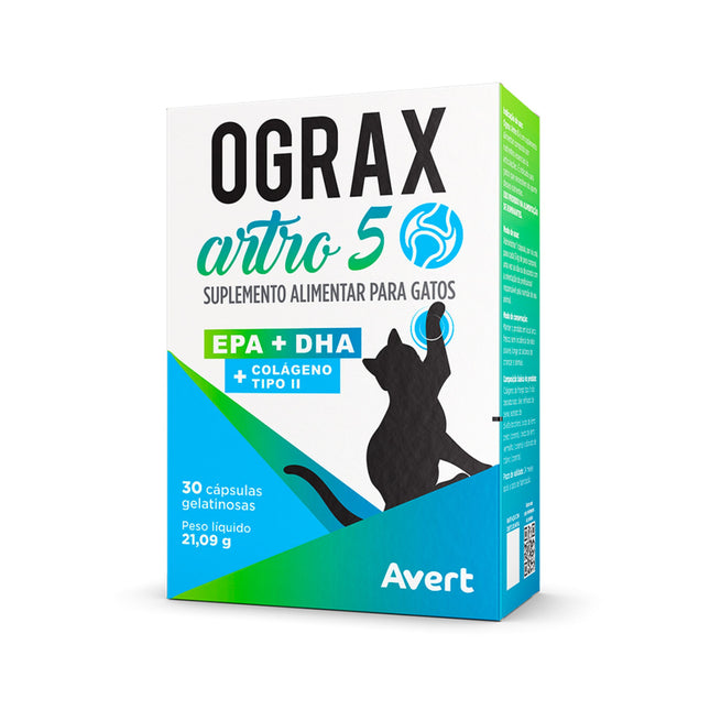 Ograx Artro 5 – Suplemento Articular para Gatos – 30 Cápsulas