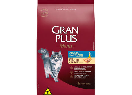 Ração Seca Granplus em Pacotes Individuais para Gatos Castrados Sabor Frango e Arroz