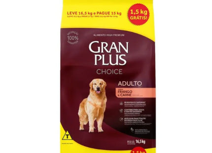 Ração Seca Granplus Choice para Cachorros Adultos Sabor Carne e Frango