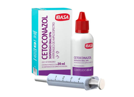 Antifúngico Ibasa Cetoconazol Suspensão Oral 20% para Cães e Gatos