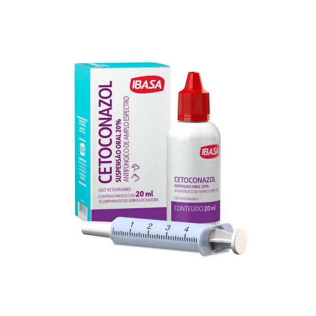 Antifúngico Ibasa Cetoconazol Suspensão Oral 20% para Cães e Gatos