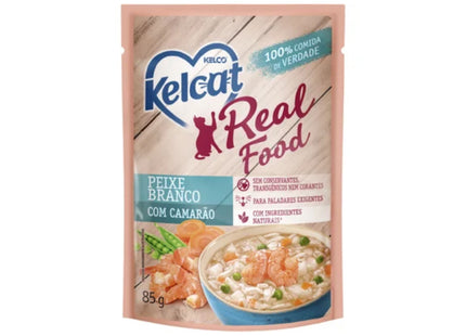 Ração Úmida Kelcat Real Food Peixe Branco com Camarão para Gatos