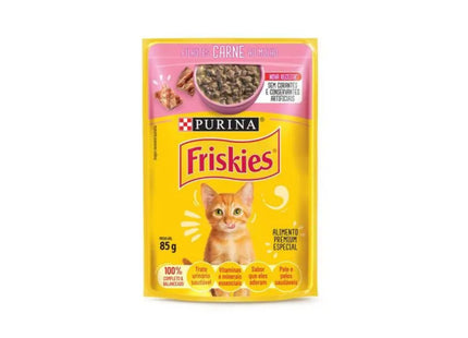 Sachê Friskies Filhotes Carne ao Molho 85 g – Alimento Úmido para Gatos Filhotes Friskies