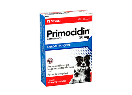 Antibiótico Coveli Primociclin 50mg para Cães e Gatos