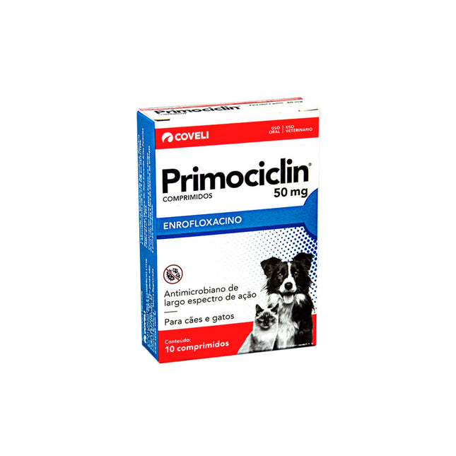 Antibiótico Coveli Primociclin 50mg para Cães e Gatos
