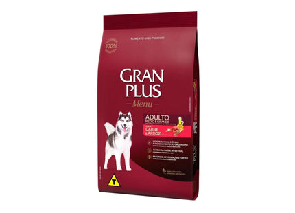 Ração Seca GranPlus Menu Cães Adultos Carne e Arroz 15 kg - GranPlus