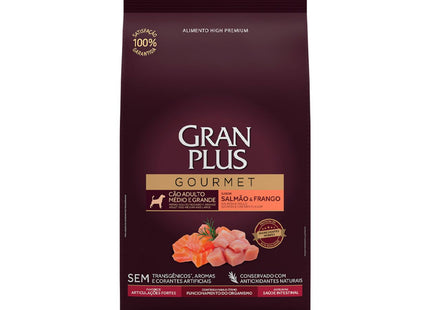 Ração Seca GranPlus Gourmet para Cachorros Adultos Porte Médio e Grande Sabor Salmão e Frango