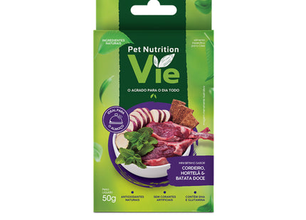Pet Nutrition Vie Cordeiro, Hortelã e Batata-Doce 50 g – petisco para cães