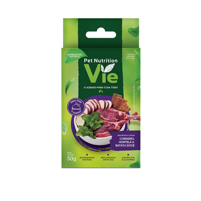 Pet Nutrition Vie Cordeiro, Hortelã e Batata-Doce 50 g – petisco para cães