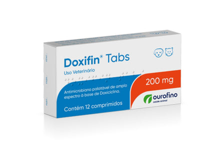 Antimicrobiano Doxifin Tabs 200mg para Cães e Gatos - Blíster