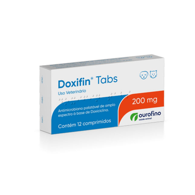 Antimicrobiano Doxifin Tabs 200mg para Cães e Gatos - Blíster