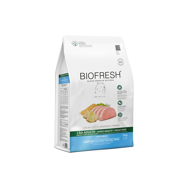 Ração Seca Biofresh para Cães Adultos Raças Médias Sabor Lombo e Abacaxi