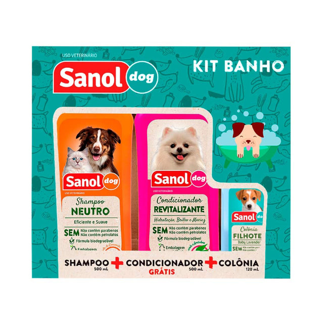Kit Sanol Dog Shampoo, Condicionador e Colônia