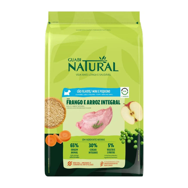 Ração Seca Guabi Natural Frango e Arroz em Pacotes Individuais para Cachorros Filhotes de Porte Médio