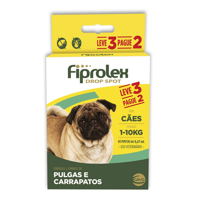 Antipulgas e Carrapatos Fiprolex Drop Spot para Cães até 10 kg - Leve 3 Pague 2