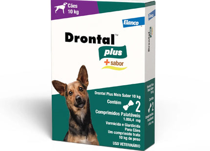 Drontal Plus +10 kg – 2 comprimidos sabor carne – Vermífugo para cães