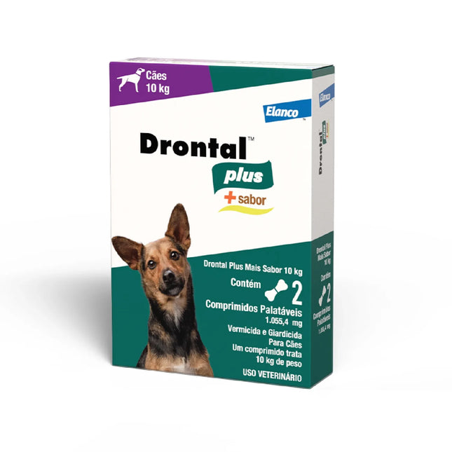 Drontal Plus +10 kg – 2 comprimidos sabor carne – Vermífugo para cães