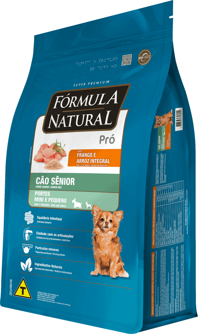 Fórmula Natural Pró Super Premium Frango & Arroz Integral – Sênior Mini/Pequeno