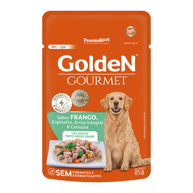 Ração Úmida Golden Gourmet Frango para Cachorros Adultos de Porte Médio e Grande