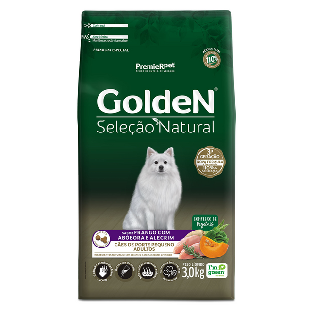 Ração Seca Golden Seleção Natural Abóbora para Cachorros Adultos de Porte Pequeno
