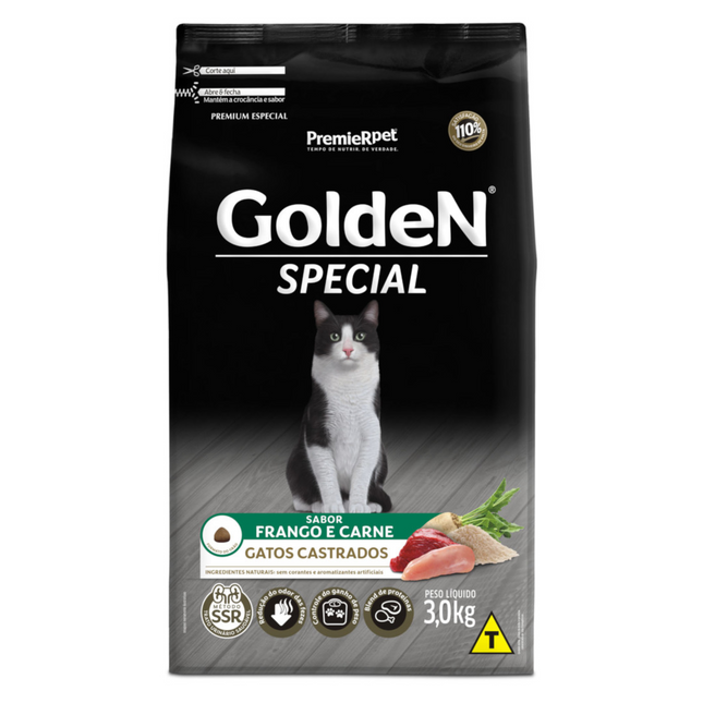 Ração Seca Golden Special para Gatos Adultos Castrados
