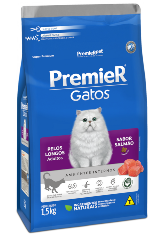 Ração Seca Premier Ambientes Internos Gato Adulto Salmão