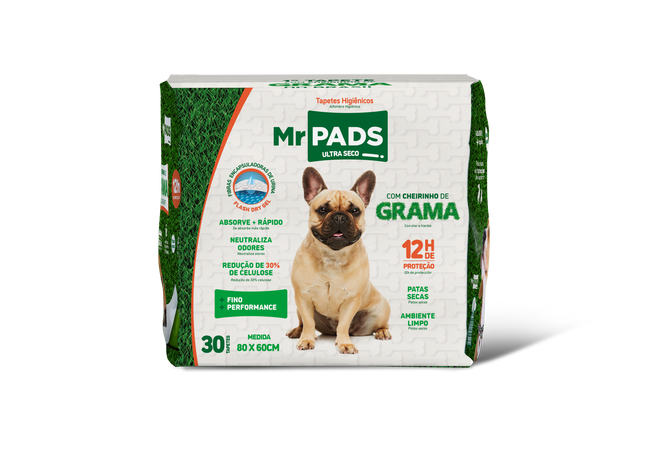 Tapete Higiênico Mr Pads Grama 80×60 cm – 30 Unidades (Procão)