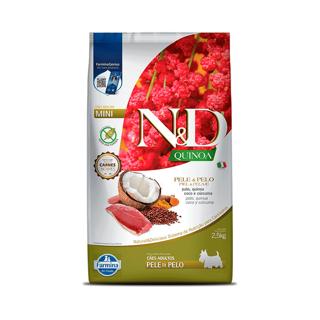 N&D Quinoa Canine AD Mini Pele & Pelo Pato 2,5 kg