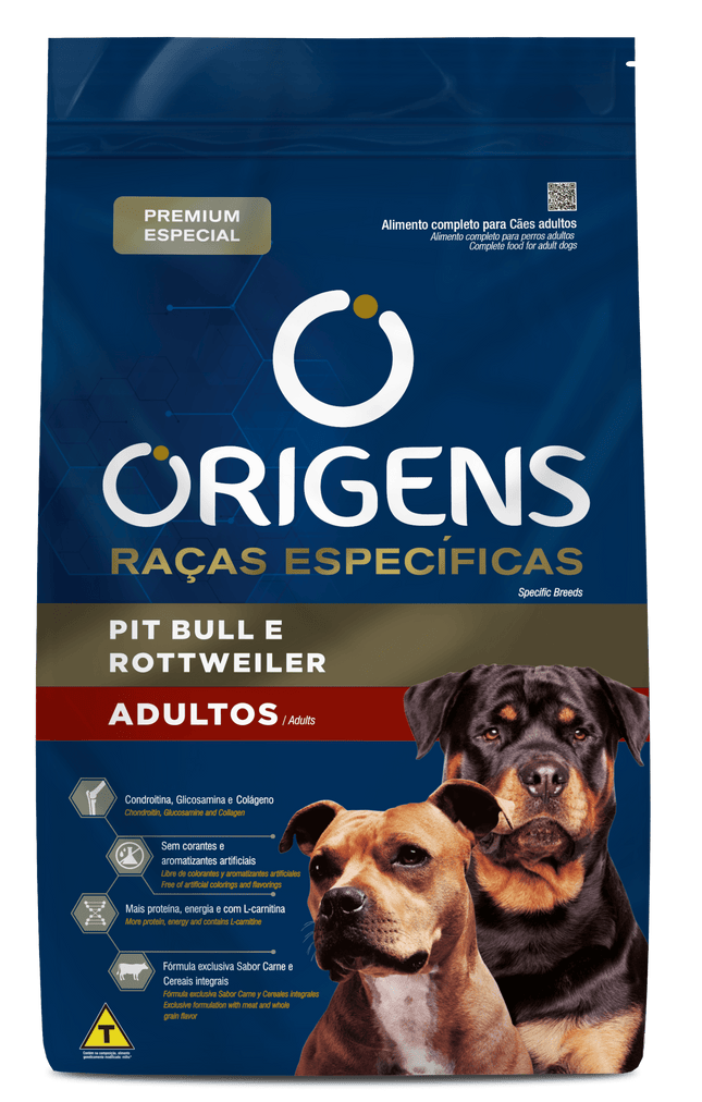 Ração Seca Origens para Cachorros Adultos Raças Pit Bull e Rottweiler