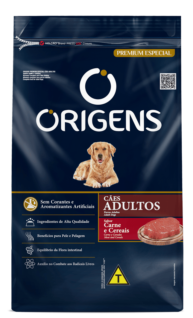 Ração Origens Premium Especial Adulto – Carne e Cereais