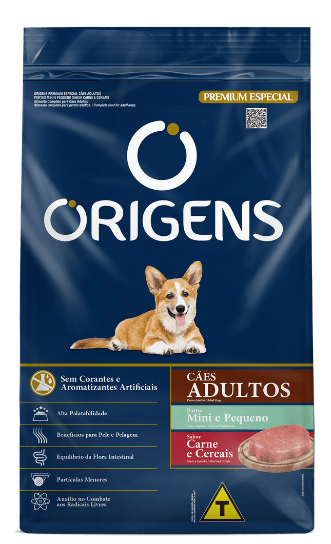 Ração Origens Premium Especial Adulto Mini/Pequeno — Carne e Cereais