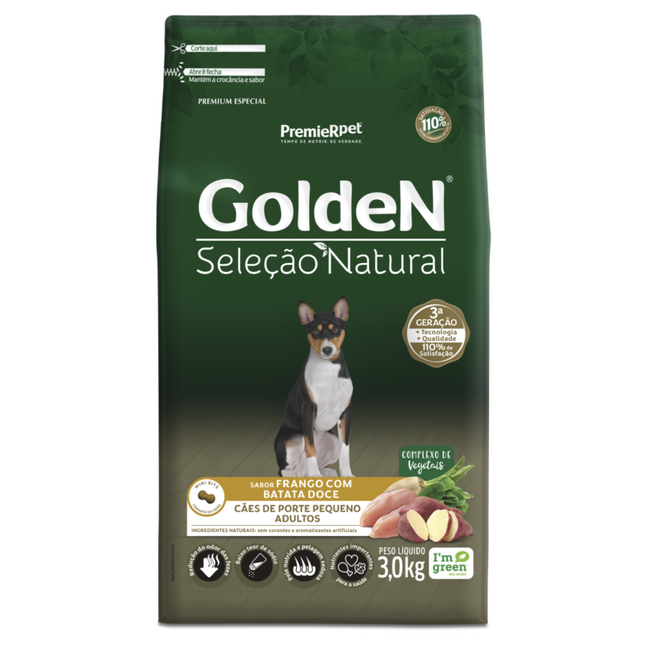 Ração Seca Golden Seleção Natural Batata Doce para Cachorros Adultos de Porte Pequeno
