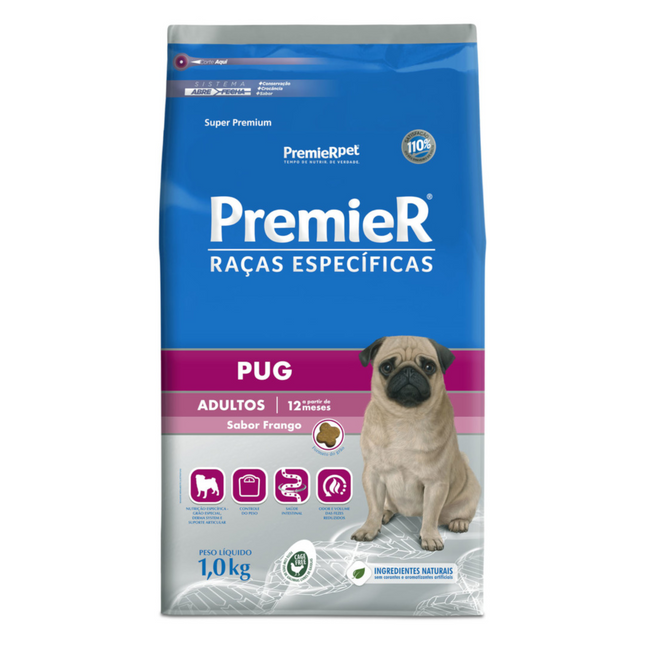 Ração Seca Premier para Cachorros Adultos de Raça Pug