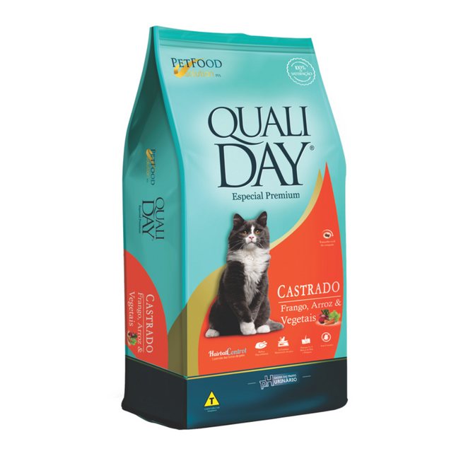 Ração Seca Qualiday Frango para Gatos Castrados
