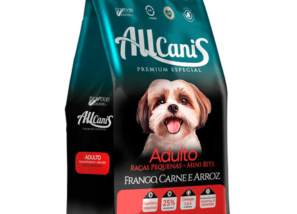 Ração Allcanis Mini Bits Adulto Raças Pequenas – Frango, Carne e Arroz – 10,1 kg