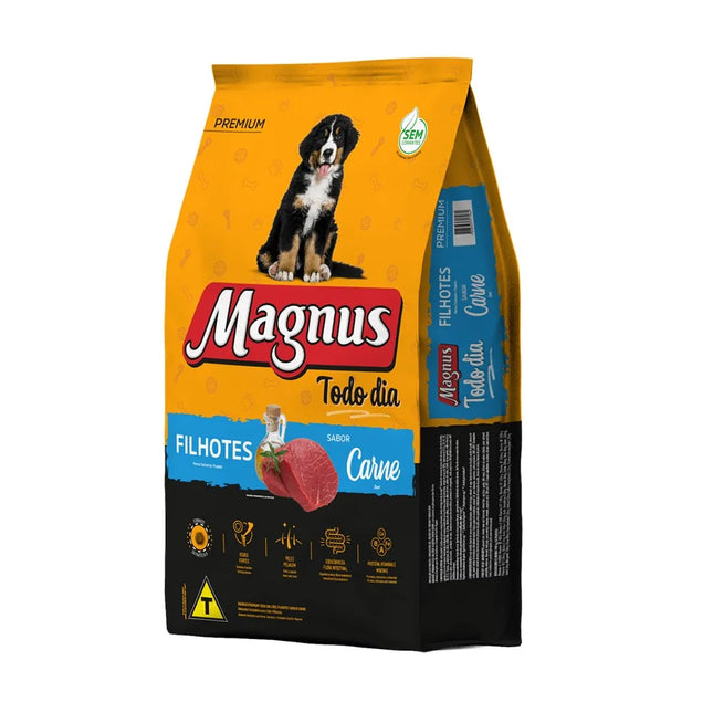 Magnus Todo Dia Filhote Carne Ração Premium para Cães Filhotes