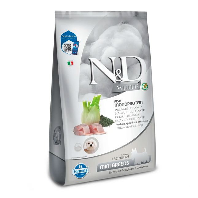 Ração N&D White Canine Adult Mini Merluza