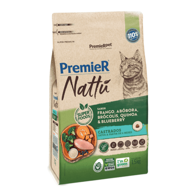 Premier Nattu Ração para Gatos Castrados