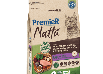 Premier Nattu Ração para Gatos Castrados